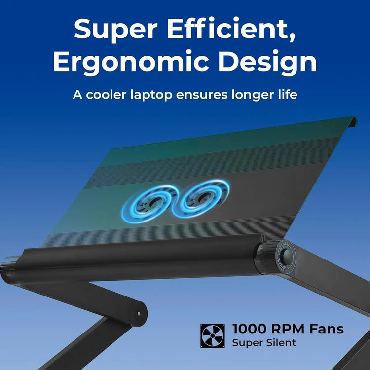 Adjustable Laptop Cooling Stand with 2 Fans & 3 USB Ports - ElectronAge