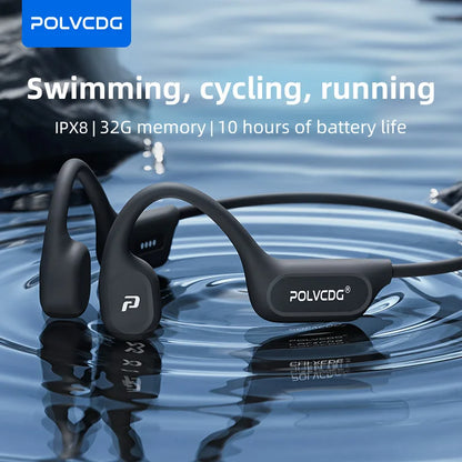 POLVCDG X9 Bone Conduction Earphones 32G IPX8 Waterproof Open Design for Swimming Running Cycling Hanging Earphones - ElectronAge