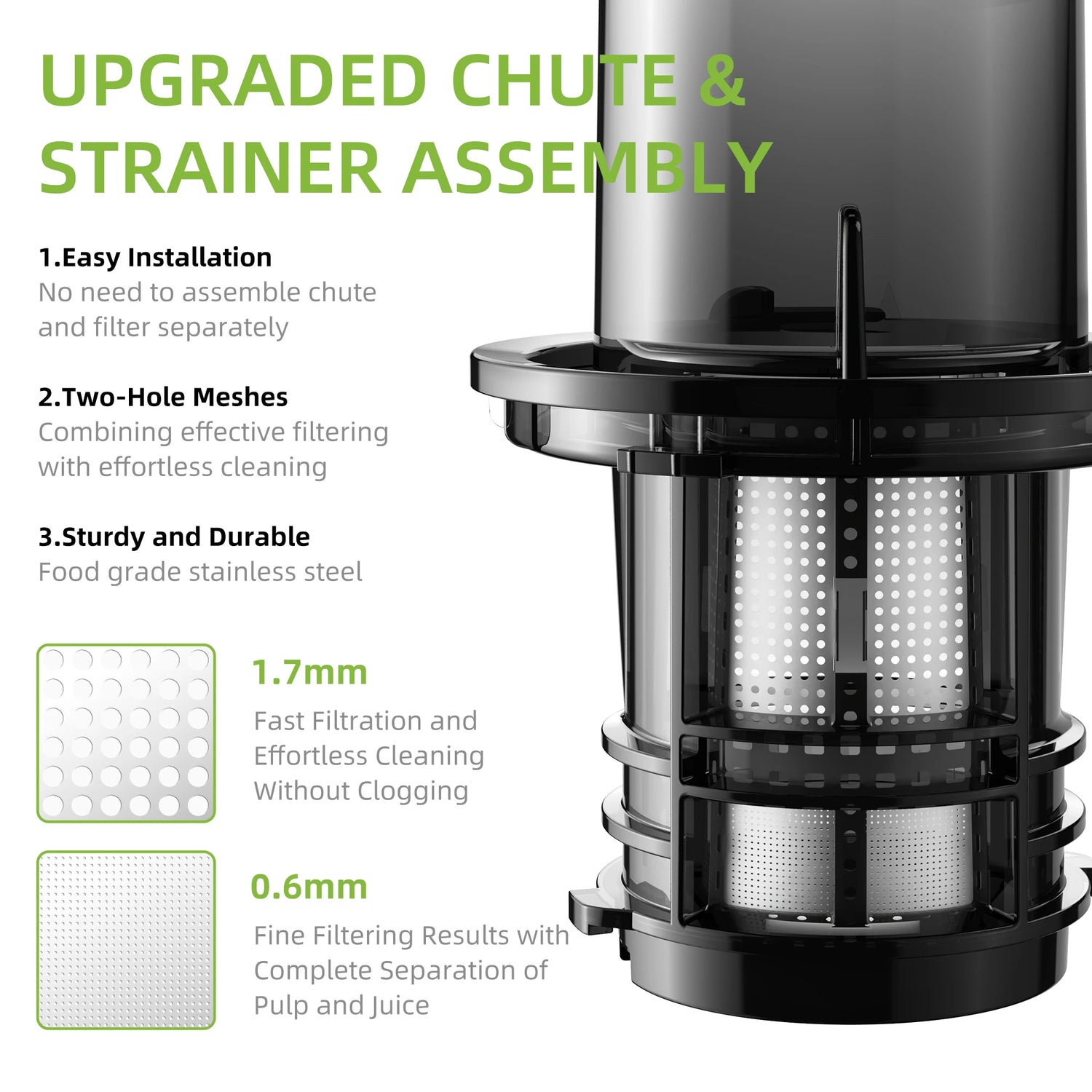 BioloMix Cold Press Juicer with 78mm Feed Chute, 200W 40-65RPM Powerful Motor Slow Masticating Juice Extractor Fits Whole Fruits - ElectronAge