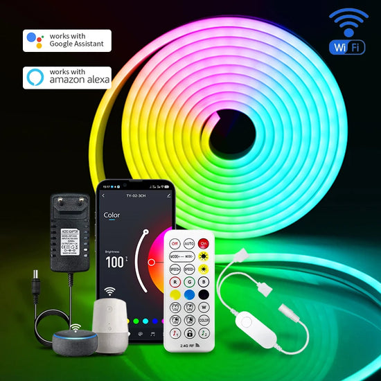 Tuya WiFi LED Neon Strip light 24V RGB Dimmable Bluetooth 2M-10M LED Lamp IP67 Waterproof Flexible Tape Music Control Christmas