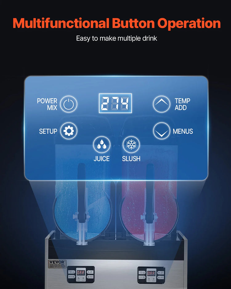 SucceBuy 3-36L Commercial Slushy Machine 1-3 Tanks Stainless Steel Margarita Smoothie Frozen Drink Maker for Party Restaurants - ElectronAge