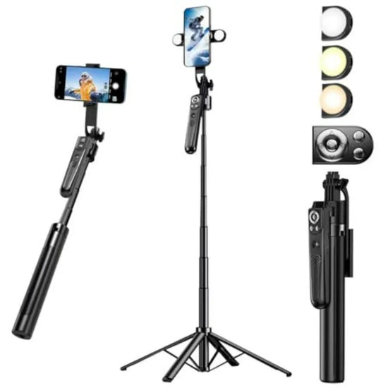 Auto Face Tracking Selfie Stick Tripod for iPhone with Light 360 Rotation That Follows Your Movement 70.8 Phone Camera Tripod S