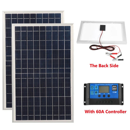 300W 12V Portable Solar Panel Kit Complete Polycrystalline USB Power Outdoor Rechargeable Solar Generator for Home Solar Cell