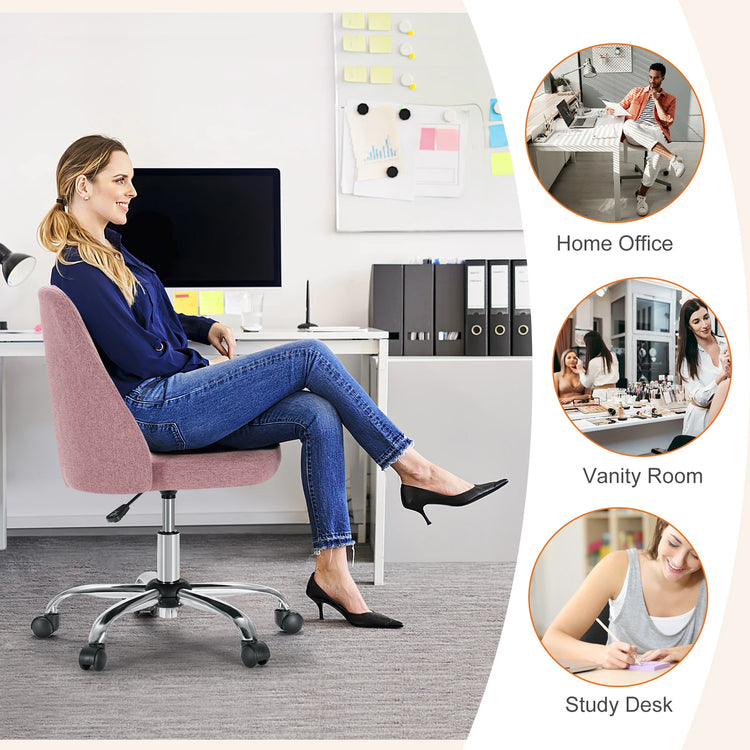 MCQ Armless Ergonomic Fabric Office Chair with 360° Swivel - ElectronAge