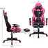 Pink Ergonomic Gaming Chair with Footrest - ElectronAge