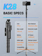2025 New 1750mm Wireless Selfie Stick Tripod Stand Foldable Monopod With Led Light For Smartphones Balance Steady Shooting Live