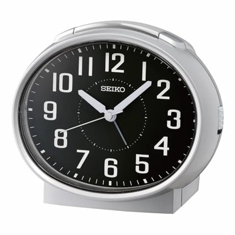 QHK059ALH Oval Non Ticking Bedroom Alarm Clock - ElectronAge