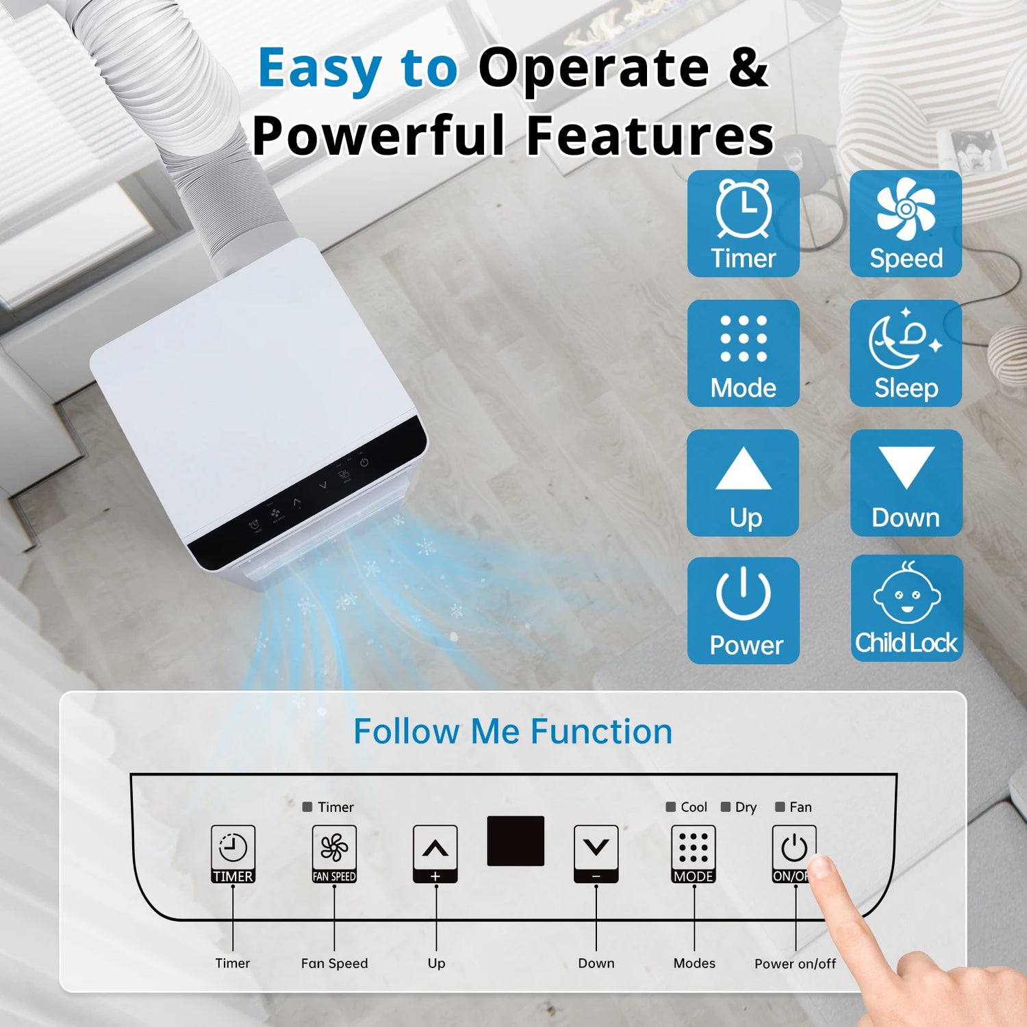 Acekool 8000 BTU 3-in-1 Quiet Portable Air Conditioner - ElectronAge