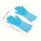 Silicone Dishwashing Gloves  - Heat Resistant & Scratch-Proof for Cleaning, Pet Bathing, Kitchen Tasks, Extra Long Cuff (G