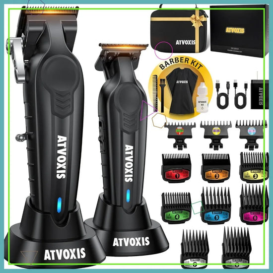 Professional Cordless Hair Clippers Set for Men, Barber Trimmer Kit, Hair Cutting Tool