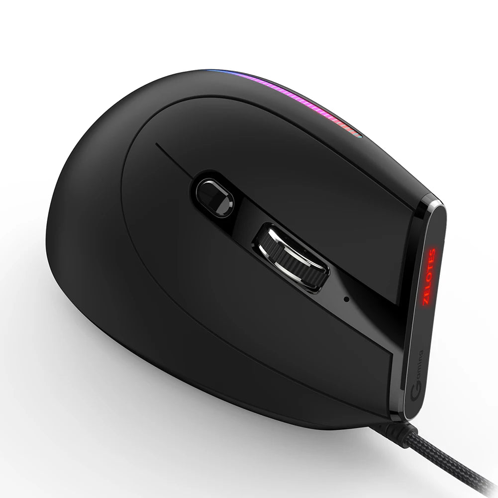 APWIKOGER ZELOTES T-50 Ergonomic Wired Vertical RGB Mouse - ElectronAge