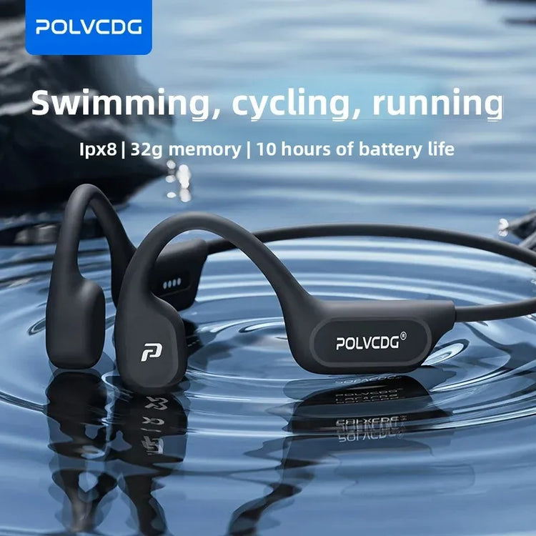 POLVCDG X9 Bone Conduction Earphones 32G IPX8 Waterproof Open Design for Swimming Running Cycling Hanging Earphones - ElectronAge