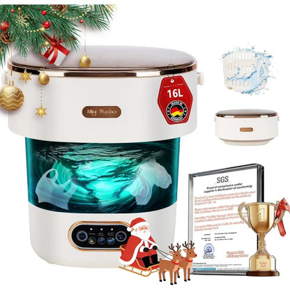 5.0 New Upgraded Portable Washing Machine 16L Mini Foldable Washer with SGS Certified German High-Efficiency Motor and Hidden U