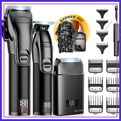 Professional Barber Clippers & Trimmer Set - Cordless Hair Clipper for Men, Fade Haircut Kit