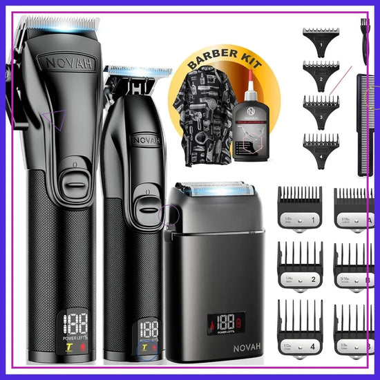 Professional Barber Clippers & Trimmer Set - Cordless Hair Clipper for Men, Fade Haircut Kit