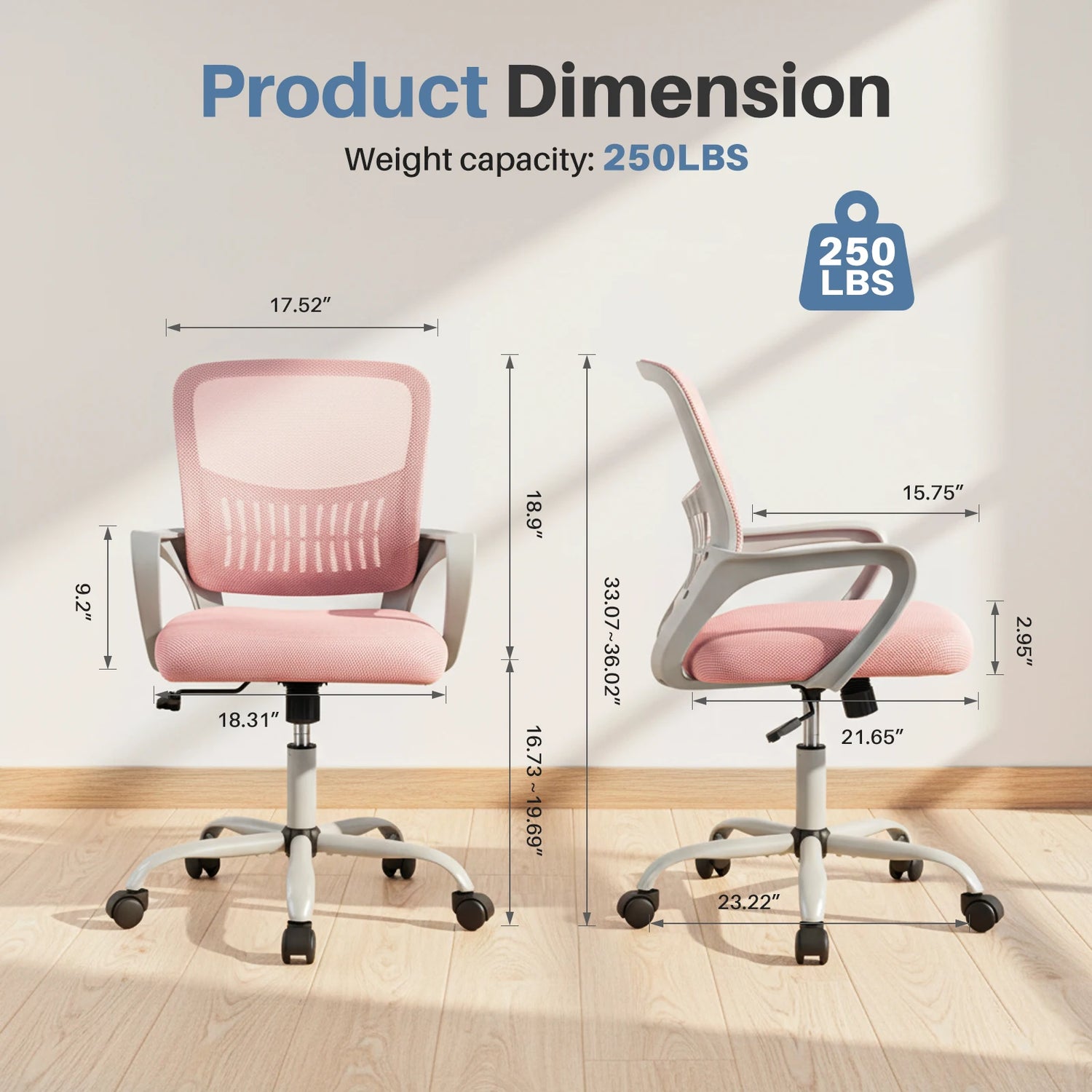 MCQ Fixed Armrest Office Desk Chair - ElectronAge