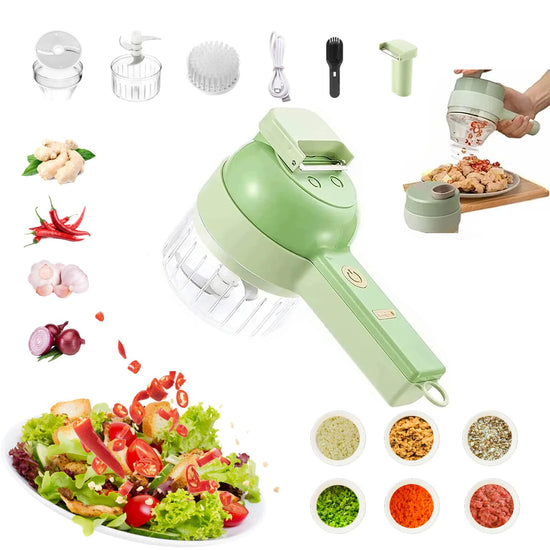 4 in 1 Handheld Electric Vegetable Cutter Wireless Food Processor - ElectronAge