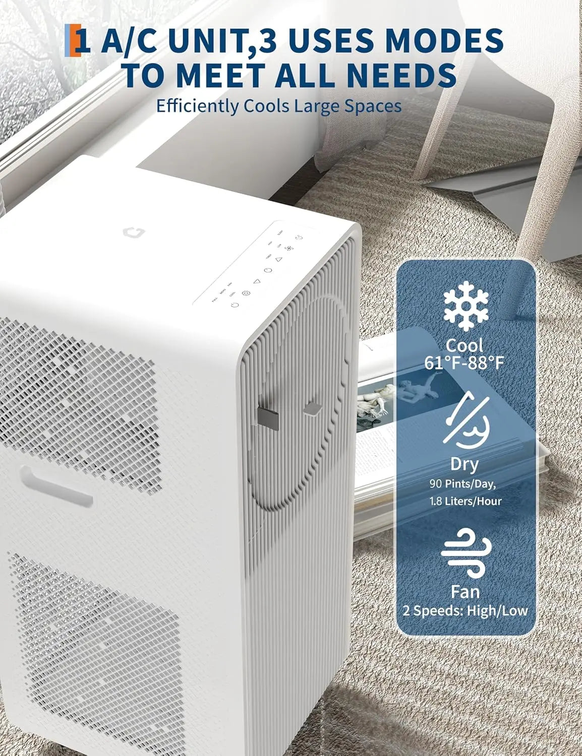 Acekool 3-in-1 Air Conditioner Portable AC - ElectronAge