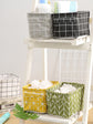 1PC Cotton and Hemp Storage Basket with Handheld Printed Tabletop, Miscellaneous Sorting Cabinet, Small Clothing, Fabric Storage