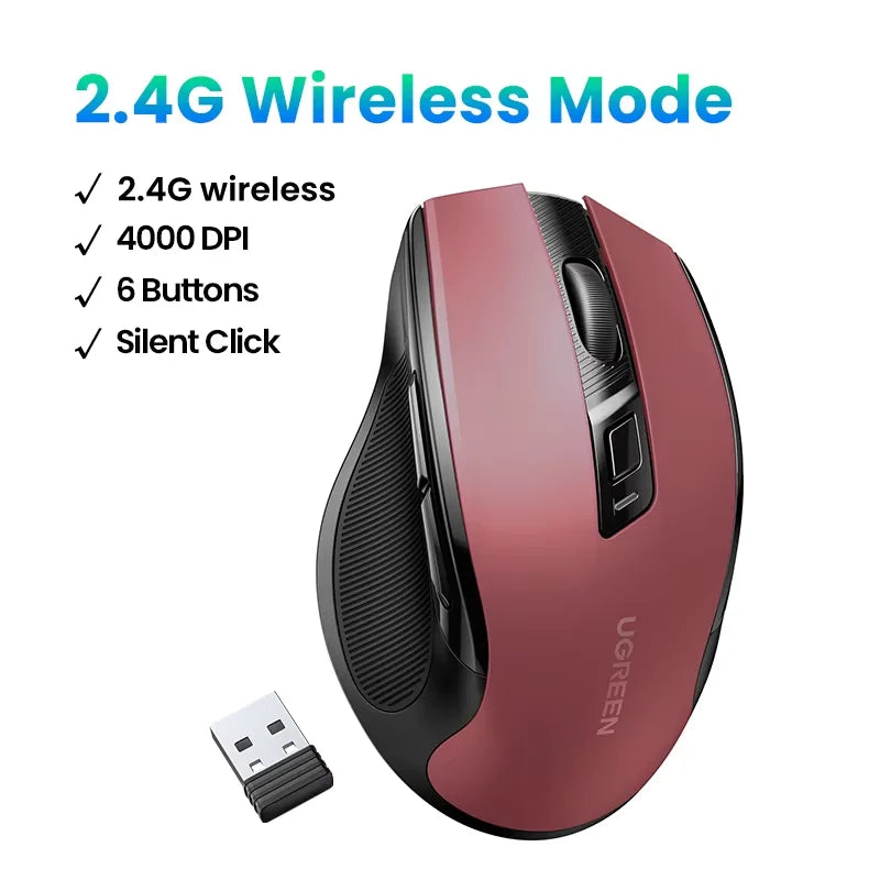 UGREEN Wireless Mouse Bluetooth5.0 Mouse Ergonomic 4000DPI - ElectronAge