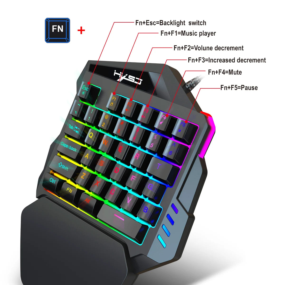 Ergonomic One-Handed Gaming Keyboard - ElectronAge