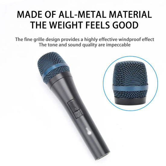 NILUNWEI E945S Wired Handheld Hypercardioid Vocal Microphone for Stage Performance - ElectronAge