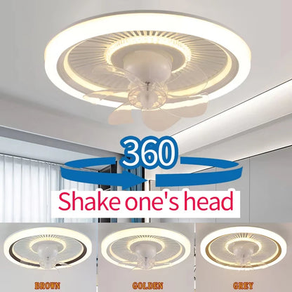 6-Speed Enclosed Circular Fan Light with Remote Control, Bedroom Fan Light, Living Room Bedroom Dining Room Ceiling Light