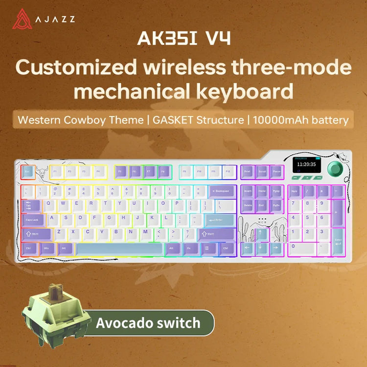 Ajazz AK35I V3/V4 MAX Tri-mode Wired Bluetooth Wireless Gaming Keyboard - ElectronAge