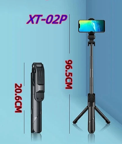 100pcs XT-02 Bluetooth Wireless Remote Selfie Stick Holder Extendable Foldable Handheld Monopod Selfie Stick with Tripod Stand