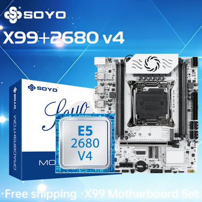 X99 Game Motherboard Kit LGA 2011-3 with E5 2680 V4 CPU 8G*1 DDR4 REG ECC Memory M.2 NAME Computer components SOYO Mainboard