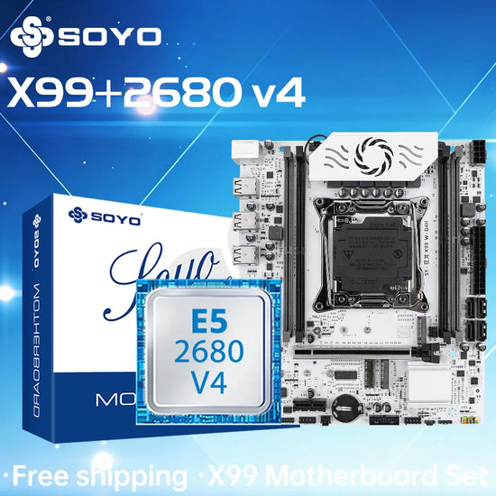 X99 Game Motherboard Kit LGA 2011-3 with E5 2680 V4 CPU 8G*1 DDR4 REG ECC Memory M.2 NAME Computer components SOYO Mainboard