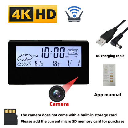 Brand new 4KHD mini clock camera, supporting remote viewing, motion detection, loop recording, and home nanny style mini camera