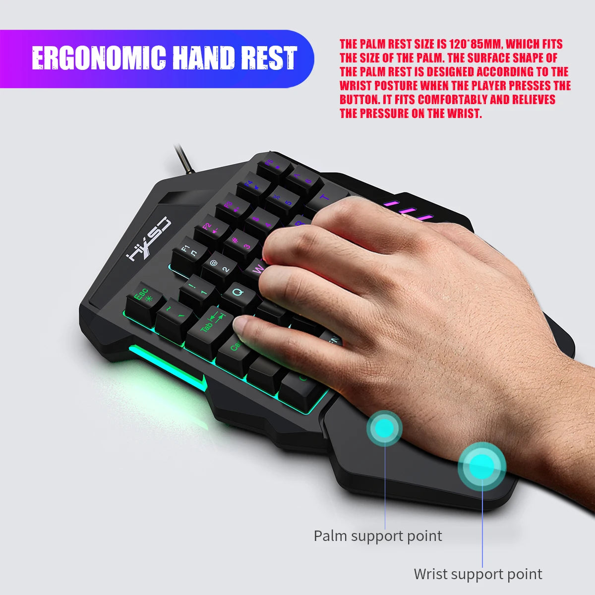 Ergonomic One-Handed Gaming Keyboard - ElectronAge