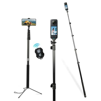 118 Long Selfie Stick for 360 Cameras GoPro with Wireless Remote Compatible with iPhone Android Insta360 X5 X4 GoPro DJI Action