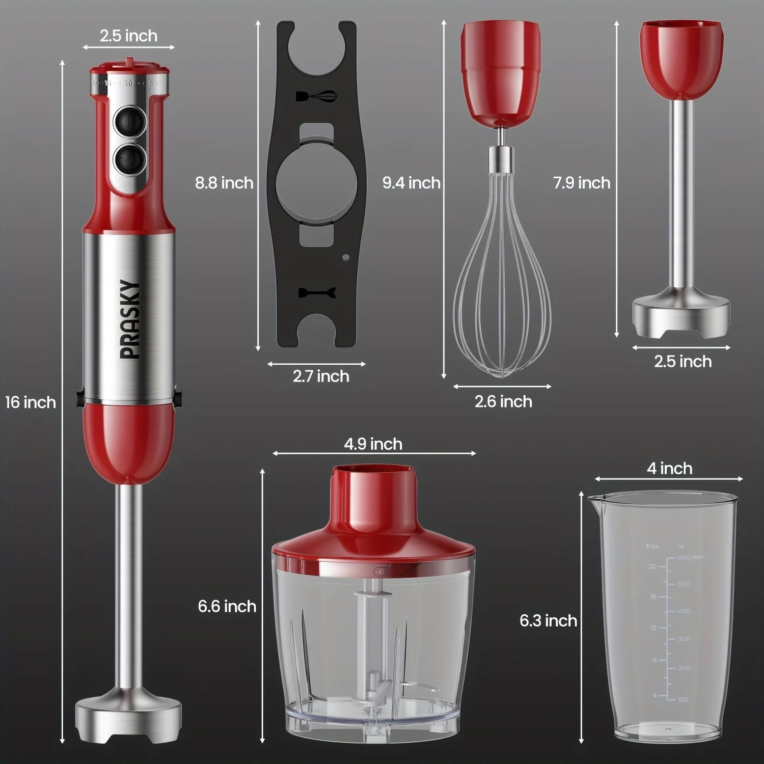PRASKY 5-in-1 Handheld Immersion Blender - ElectronAge