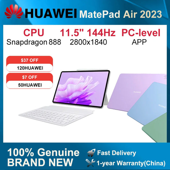 2023 HUAWEI MatePad Air Tablet 11.5-inch 144Hz 2.8K 8GB/12GB 128/256/512GB WiFi CPU Snapdragon888 HarmonyOS 3 8300mAh HDR