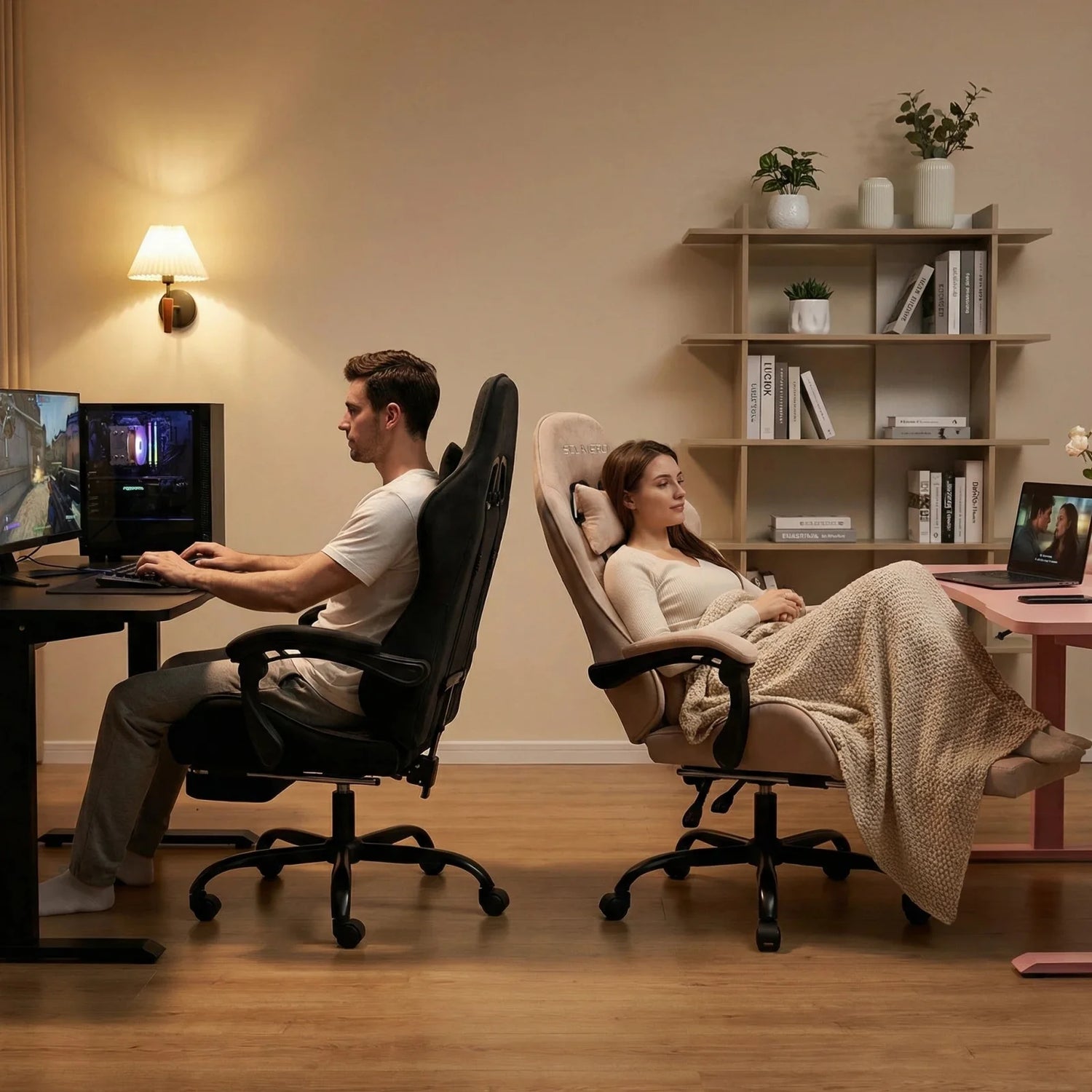 Massage Gaming Chair with 360°-Swivel and Headrest - ElectronAge