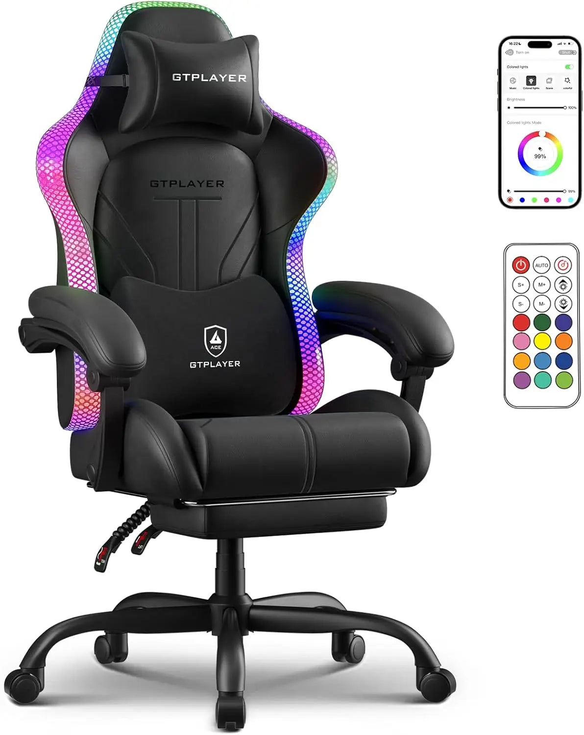 Ergonomic Gaming Chair with RGB LED Lights - ElectronAge