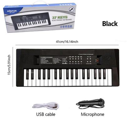 37 Keys Kids Electronic Piano with Microphone Educational Toys Musical Instrument for Kids Toddlers Boys Girls Birthday Gift