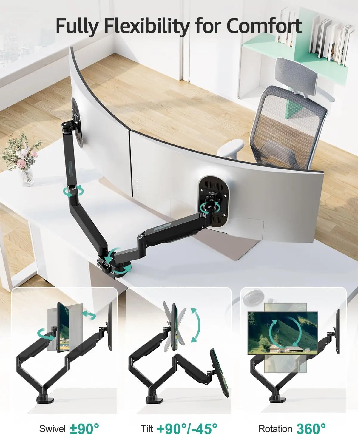 Dual Monitor Desk Mount for 39" Ultrawide Screens - ElectronAge