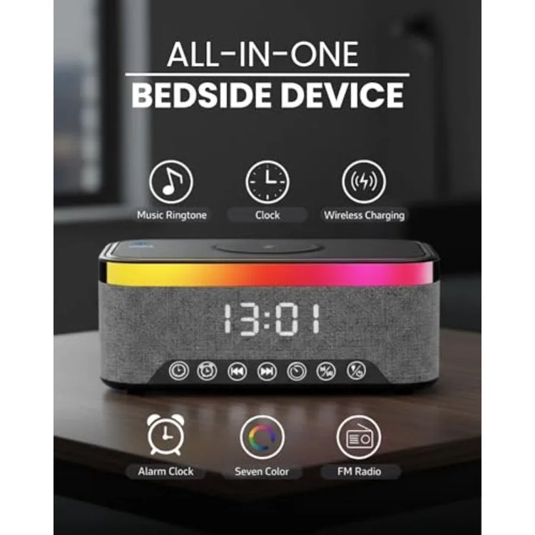 Wireless Charging Alarm Clock with Bluetooth Speaker - ElectronAge