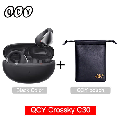 QCY Crossky C30 Ear Clip Earphones Bluetooth 5.4 Wireless Open Ear Sports TWS Earbuds Dual-Connection Headphones
