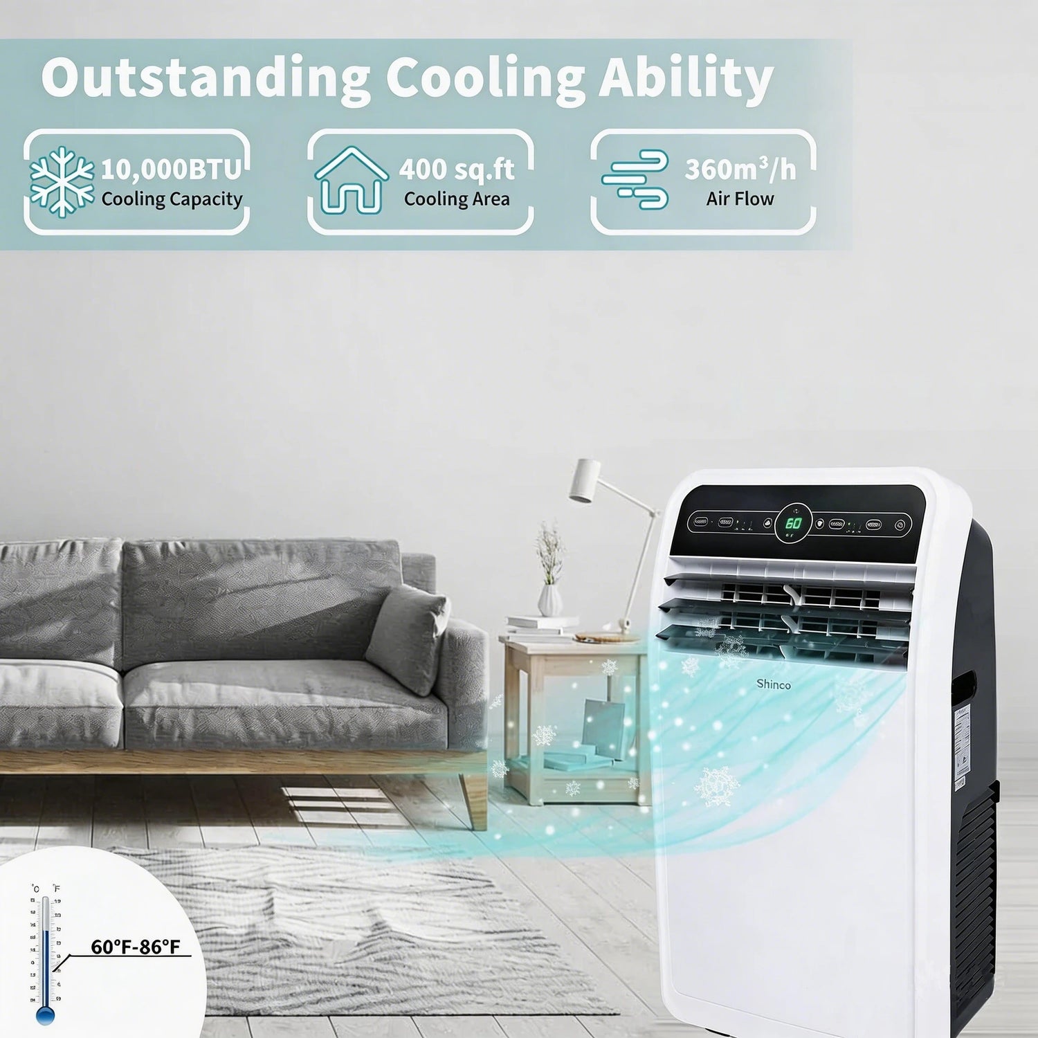 Shinco 10,000 BTU Portable Air Conditioner - ElectronAge