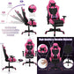 Pink Ergonomic Gaming Chair with Footrest - ElectronAge
