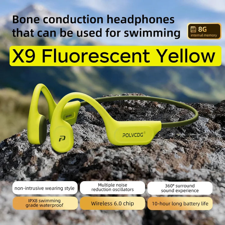 POLVCDG X9 Bone Conduction Earphones 32G IPX8 Waterproof Open Design for Swimming Running Cycling Hanging Earphones - ElectronAge
