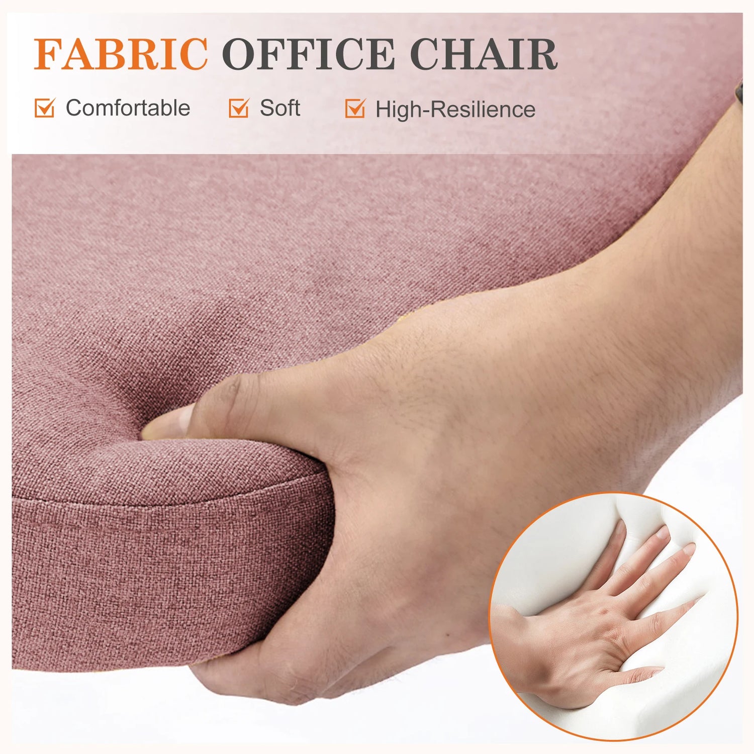 MCQ Armless Ergonomic Fabric Office Chair with 360° Swivel - ElectronAge