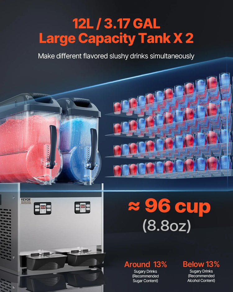 SucceBuy 3-36L Commercial Slushy Machine 1-3 Tanks Stainless Steel Margarita Smoothie Frozen Drink Maker for Party Restaurants - ElectronAge