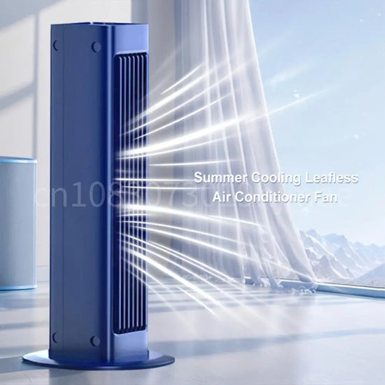 Portable Leafless Tower Fan 4000mAh Air Cooler Desktop Fan 3Speed Bladeless Air Conditioner Standing Fan for Bedroom Living Room