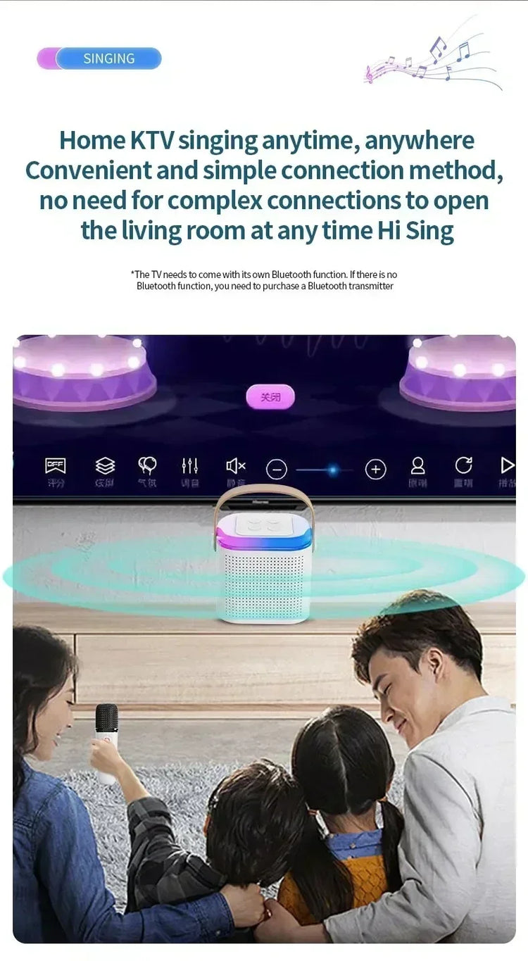 Mini Karaoke Machine LED Portable Bluetooth Speaker - ElectronAge