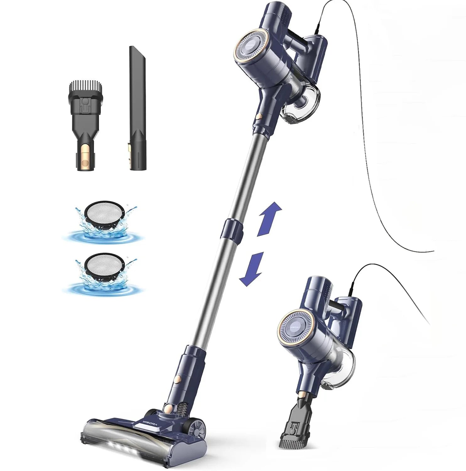 YISORA Corded Vacuum Cleaner, 600W 23KPa Stick Vacuum, Free-Stand 6 in 1 Handheld Vacuum Cleaner for Hard Floor Carpet - ElectronAge